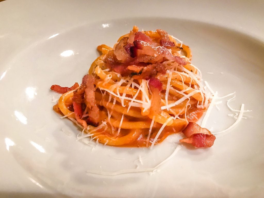 Spaghetti Matriciana -- with guanciale bacon