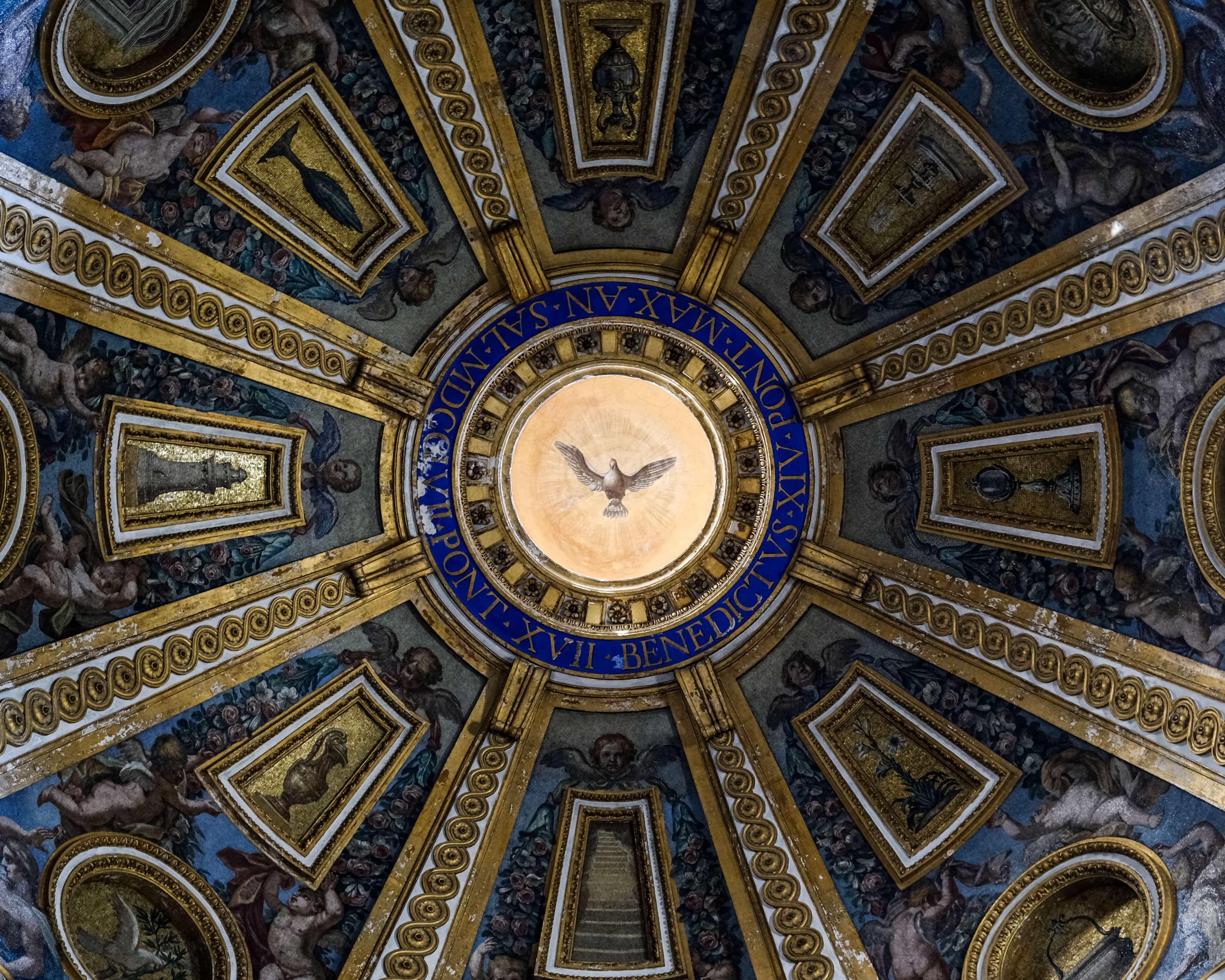 St Peter's Basilica Ceiling at the Vatican.