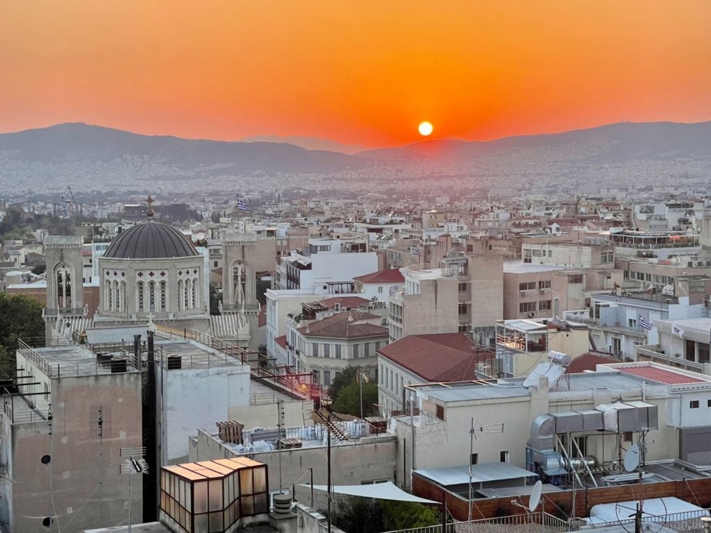 View of sunset from Electra Metropolis Athens